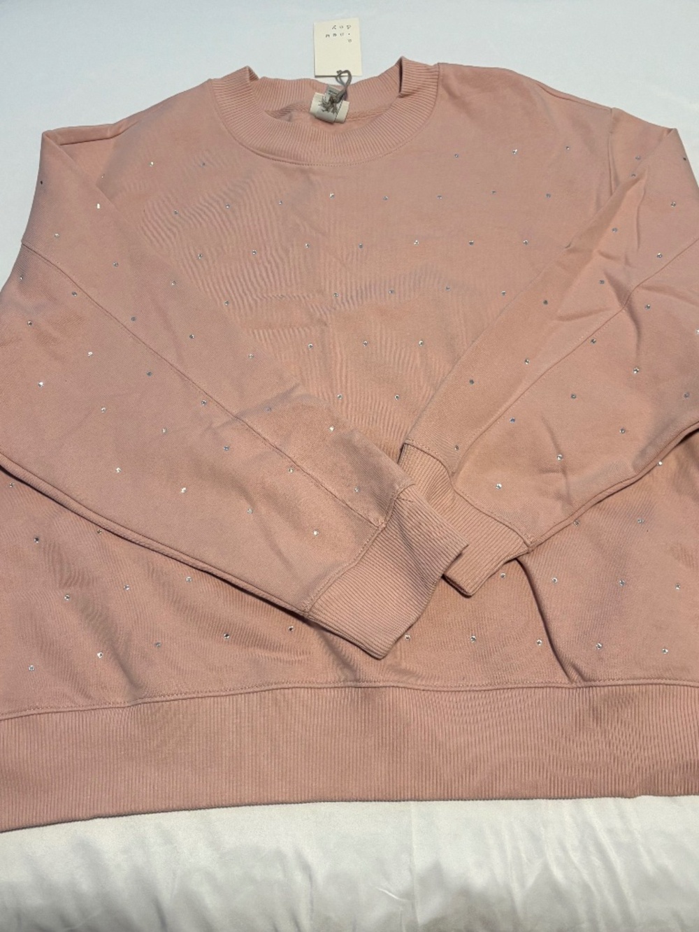 a.new day Pink Rhinestone Sweatshirt